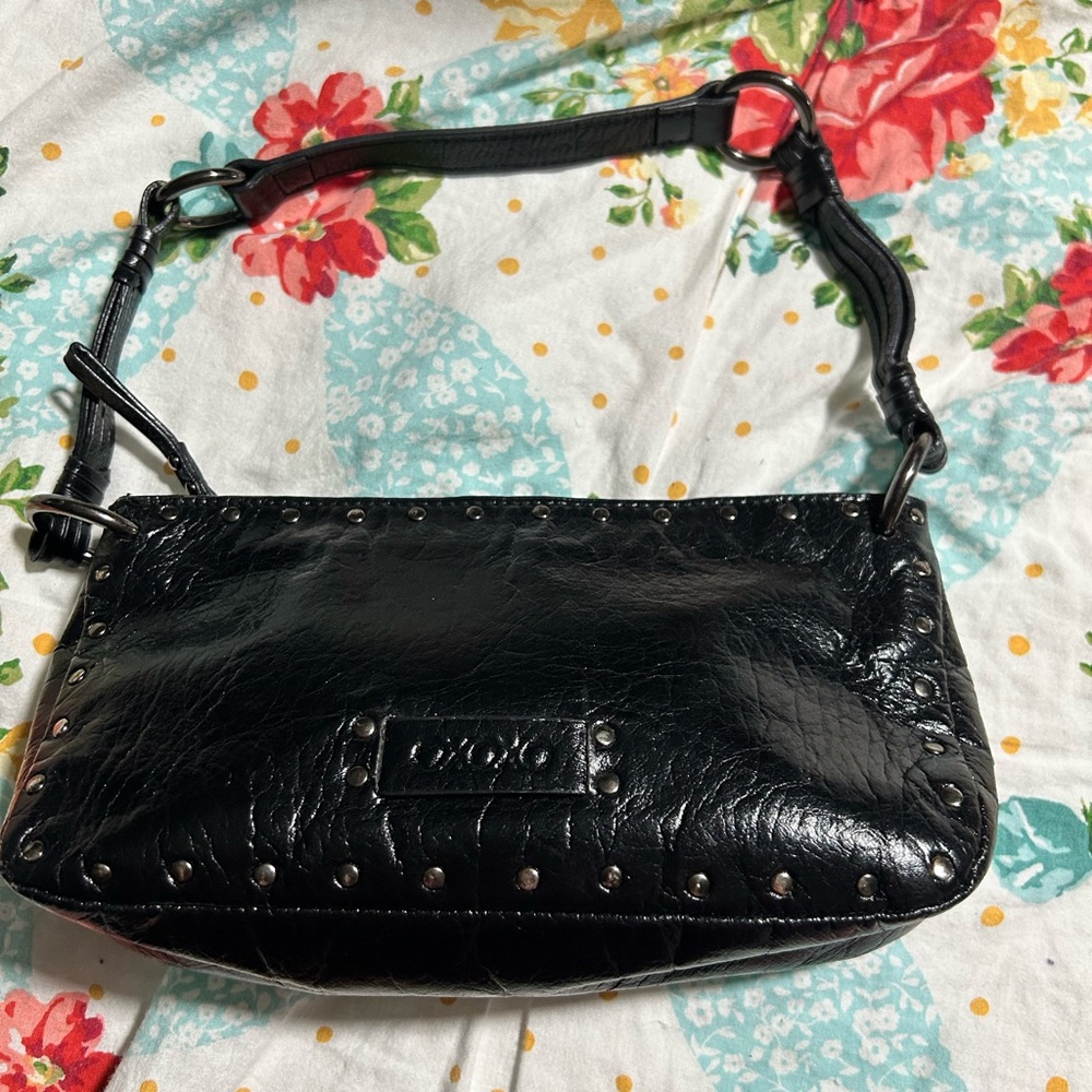XOXO Black Shoulder Bag with Glossy Finish